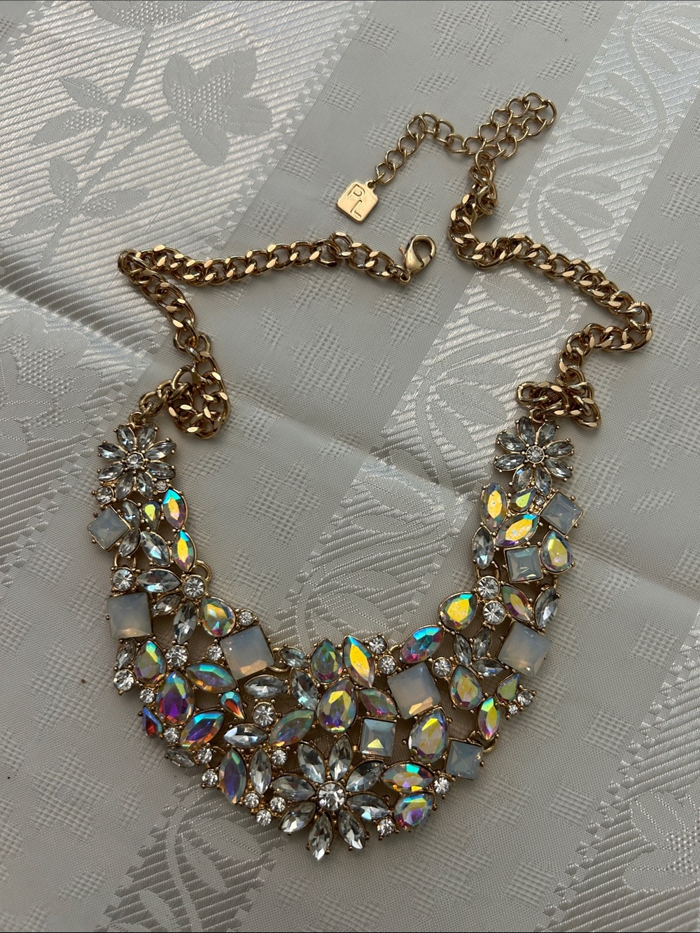 Park Lane Elsa Gold Crystal Statement Necklace - Iridescent Multi-Color w /Gold - Picture 10 of 12